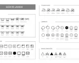 Guía de lavado con símbolos para lavar, planchar, secar y limpiar. Incluye símbolos lavadora para diferentes temperaturas y ciclos.