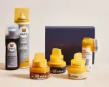 Kit de limpieza para zapatos de ante y nubuck: limpiador, renovador y cremas para mantenerlos como nuevos.