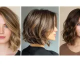 Tres mujeres con estilos de media melena: rubia con reflejos, castaña con capas y morena ondulada.