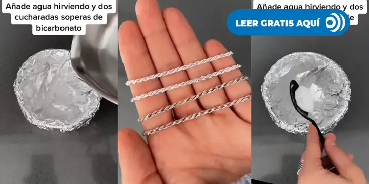 Truco casero para limpiar plata ennegrecida: agua hirviendo, bicarbonato y papel de aluminio. ¡Tus joyas brillarán de nuevo!